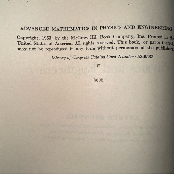 ADVANCED MATHEMATICS IN PHYSICS AND ENGINEERING By Arthur Bronwell 1953 - Picture 14 of 16